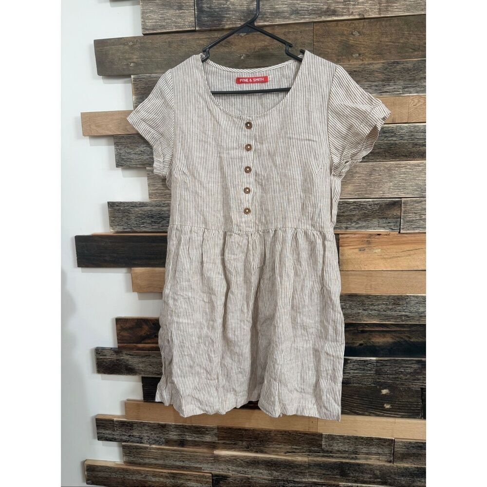 Pyne & Smith linen striped dress size Medium